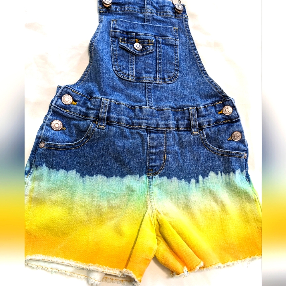 Jordache Girl's Denim Dip Dye Overall Shortalls - Picture 2 of 12